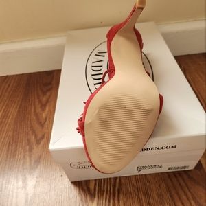 Red Open Toe Fringe Heel Size 7